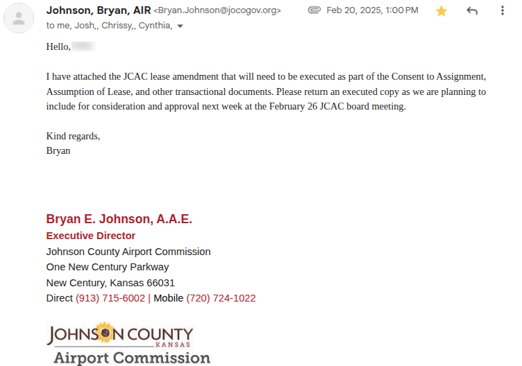 New Century Air Center Extortion Attempt